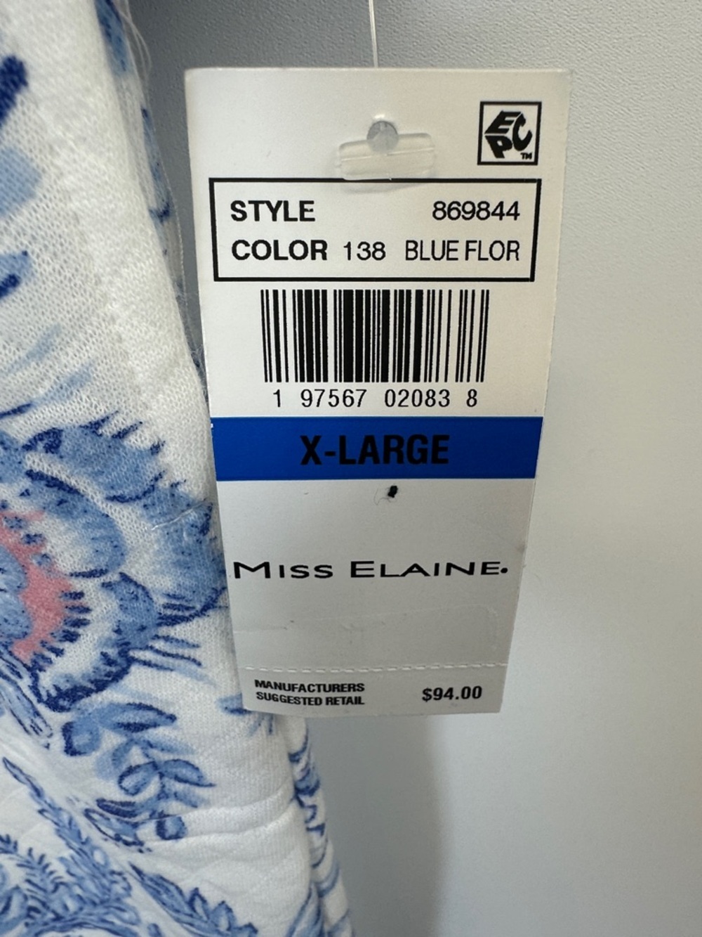 NWT Miss Elaine Quilted Floral Robe White Blue Pink 3/4 Sleeve XL - Picture 4 of 8